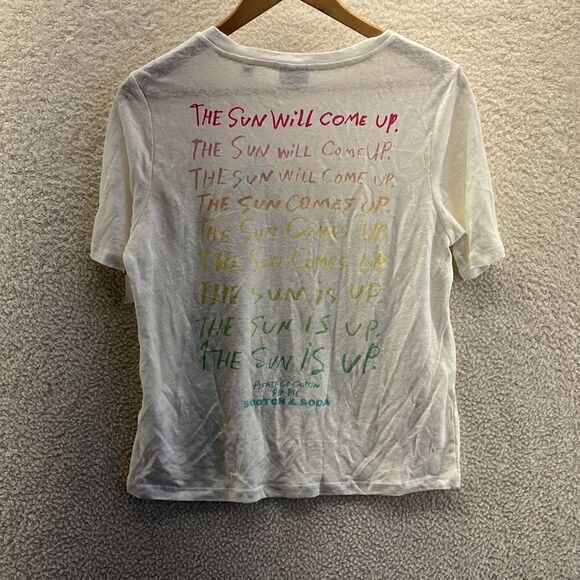 Scotch and Soda T-Shirt Womens The Sun Will Come Up Graphic Tee Ivory Size Small - Picture 9 of 9